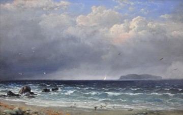 風景 Painting - ブリストル海峡の抽象的な海の風景を見渡す急勾配のホルム